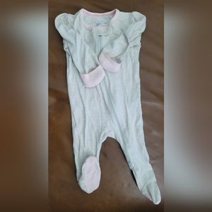 $1 when you bundle, long sleeve, onesie, full zipper, 3-6 mo. mint green/blue